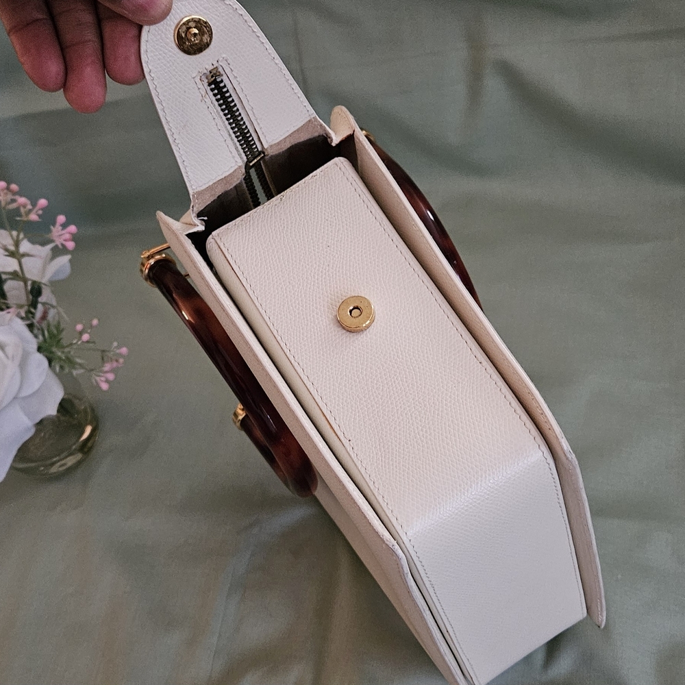 Etro Off-White Leather High-End Luxury Designer Double Handle Handbag (EXCELLENT - Picture 7 of 15